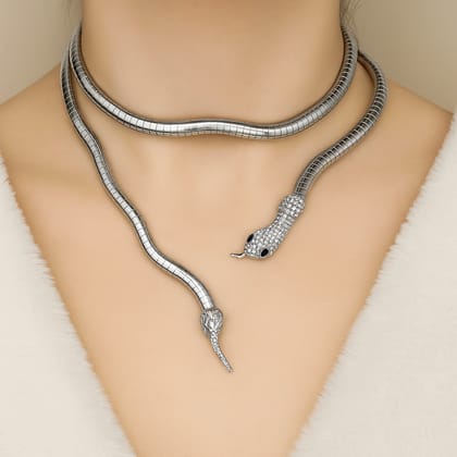 Silver Snake-shaped Necklace
