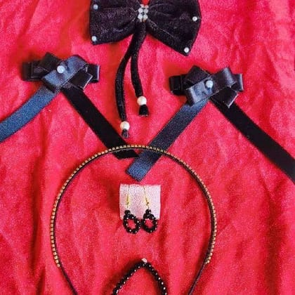 Black Hair Accessories Festive Set Handmade