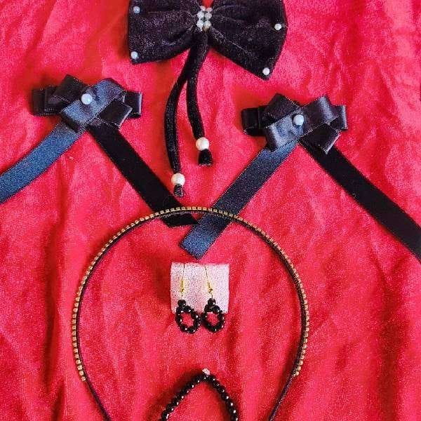 Black Hair Accessories Festive Set Handmade