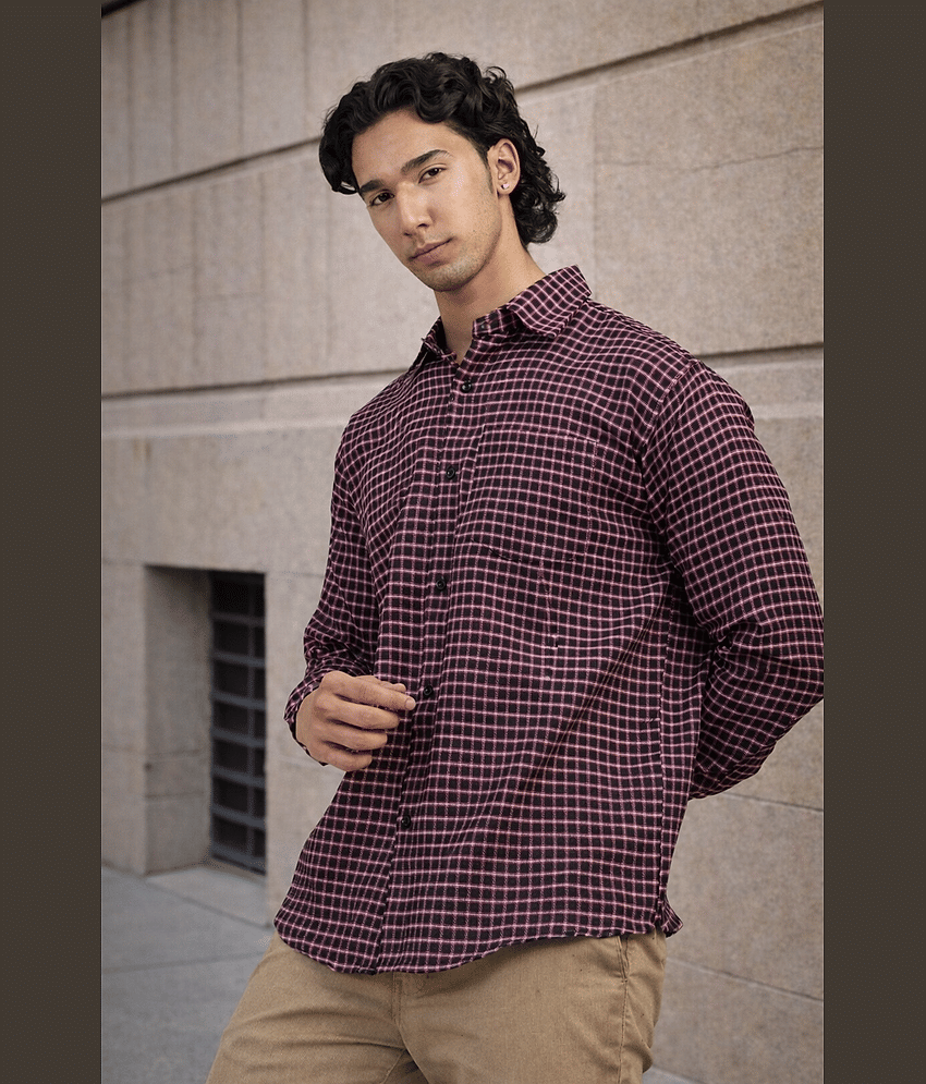 DESHBANDHU DBK Flannel Regular Fit Checks Full Sleeves Men's Casual Shirt - Black ( Pack of 1 )