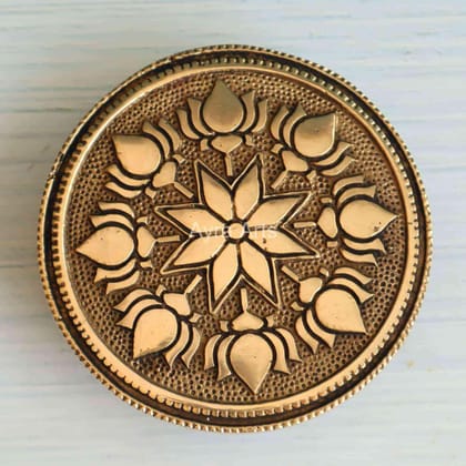 Brass Round Chowki Aasan Stand for Pooja - 5 Inch Length