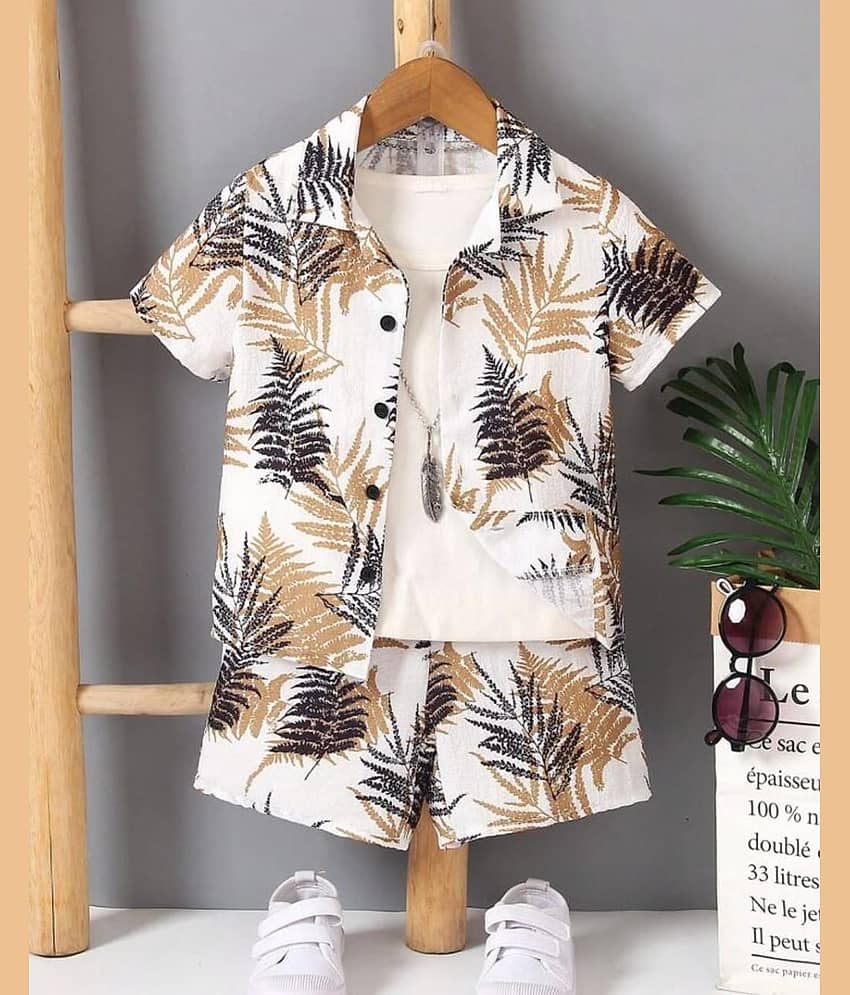 Ocvito Pack of 1 Boys Cotton Blend Shirt & Shorts Set ( Gold )