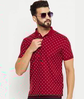 GET GOLF Pack of 1 Cotton Blend Regular Fit Printed Half Sleeves Men's Polo T Shirt ( Maroon )