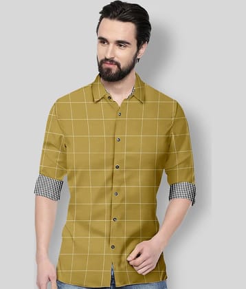 P&V - Khaki Cotton Blend Regular Fit Men's Formal Shirt ( Pack of 1 )