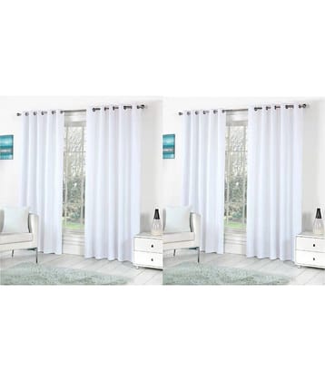 N2C Home Solid Semi-Transparent Eyelet Curtain 5 ft ( Pack of 4 ) - White