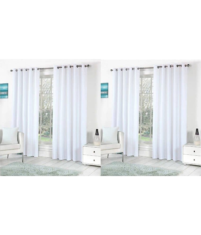 N2C Home Solid Semi-Transparent Eyelet Curtain 5 ft ( Pack of 4 ) - White
