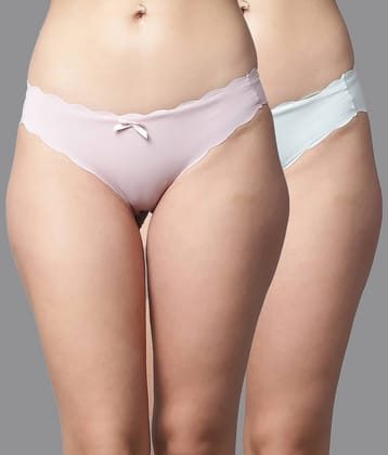 PrettyCat Pack of 2 Polyester Solid Women's Bikini ( Mauve )