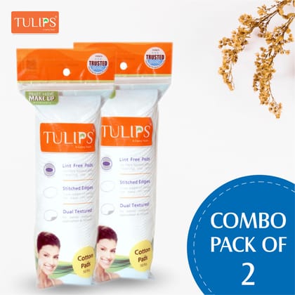 Tulips 50 Round Facial Cotton Pads in a Ziplock Bag (Pack of 2)