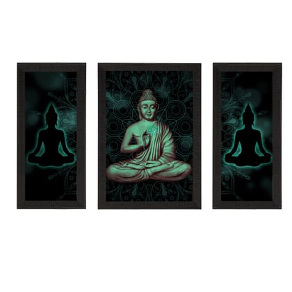 Set of 3 Meditating Lord Buddha Satin Matt Textured UV Art Painting