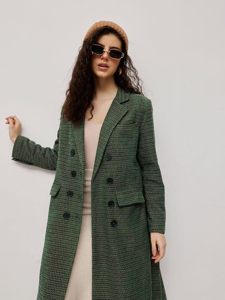 Verdant Elegance Over Coat - Jackets & Coats | Buy online on ZillyBuy