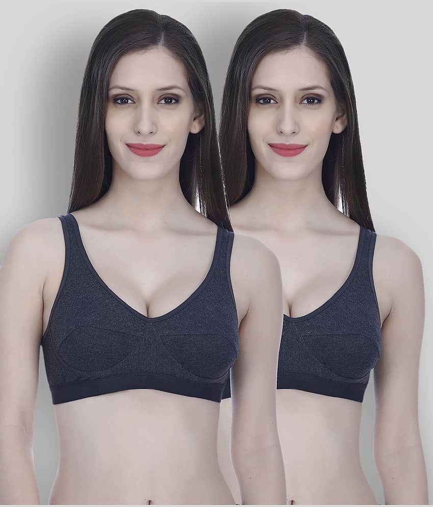 Elina Pack of 2 Cotton Non Padded Women's Sports Bra ( Pink )