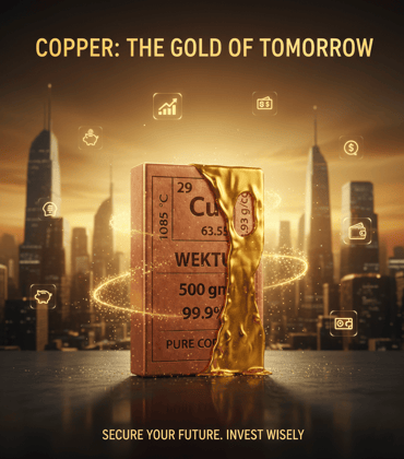 500gm Pure Copper Ingot - 99.9% Cu Element Bar