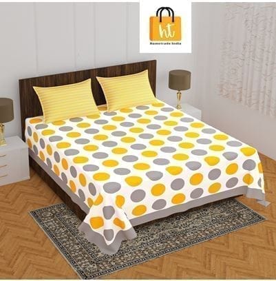 3001-Hometrade India-Standard King Size (90*108 Inches) Double Bedsheet With 2 Pillow Cover-RJ-14-Jaipur lining-3213