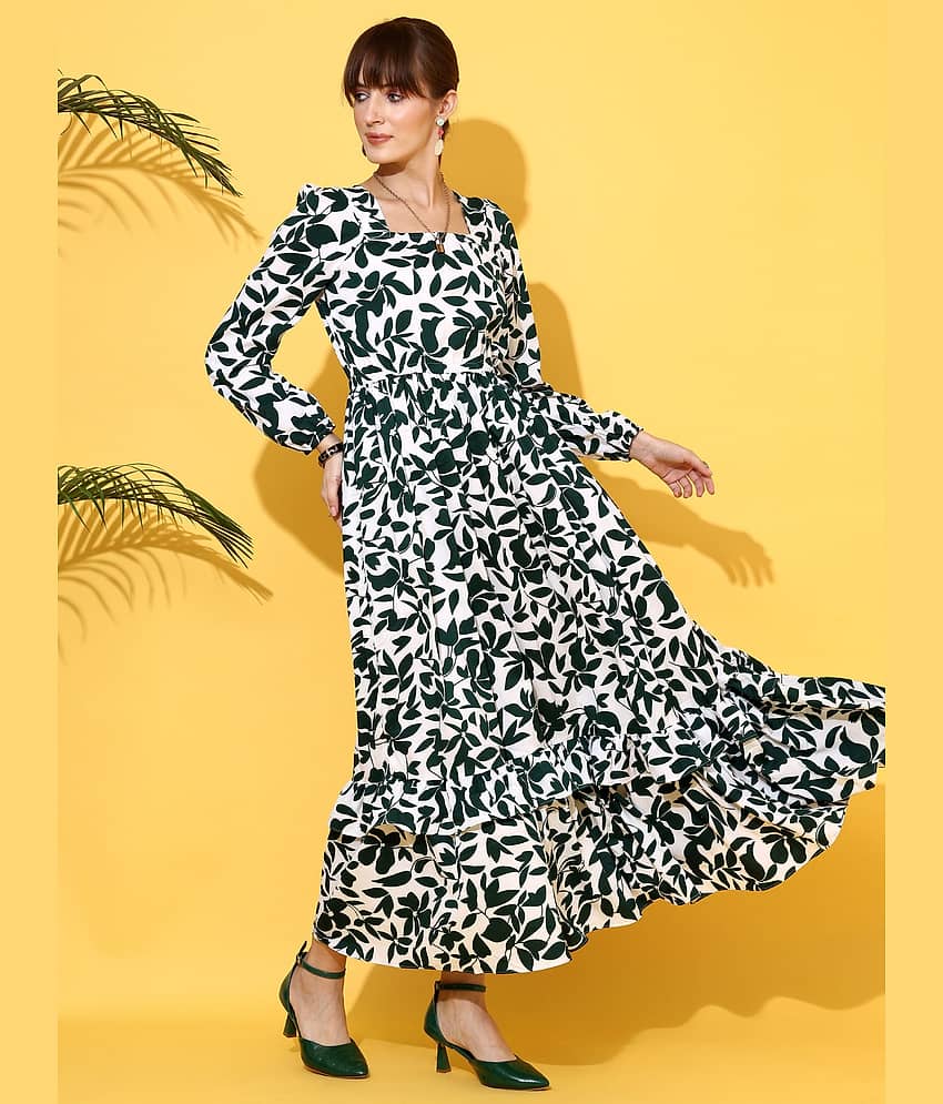 Sheetal associates Women Crepe Printed Fit & Flare Dress ( Green )