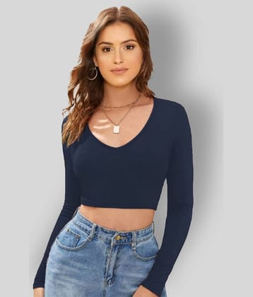 Dream Beauty Fashion Women's Cotton Blend Crop Top ( Navy Blue )