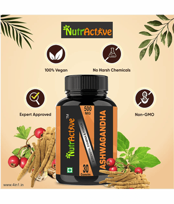 NutrActive Organic Ashwagandha Capsules 500mg 90 no.s Multivitamins Capsule Pack of 3
