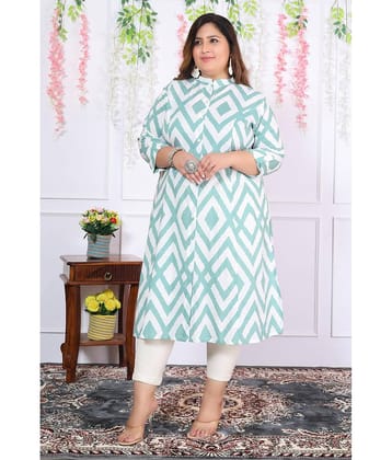 Label Flavia Women Cotton Printed Straight Kurti ( Blue )
