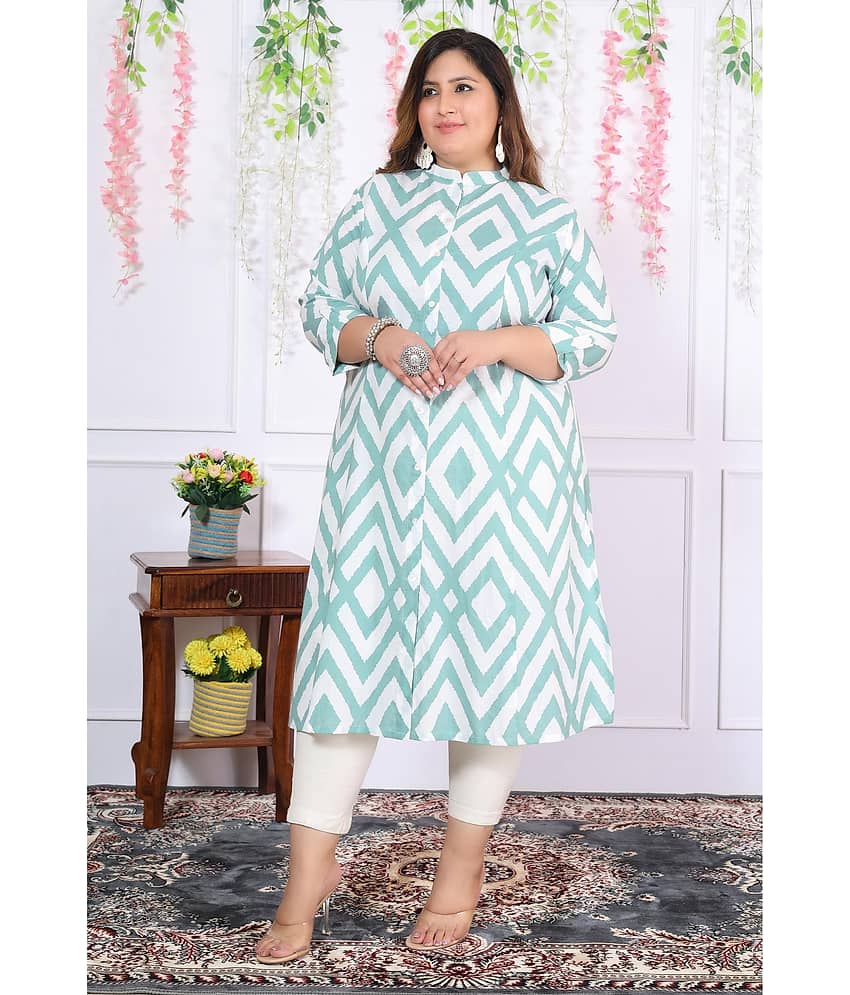 Label Flavia Women Cotton Printed Straight Kurti ( Blue )