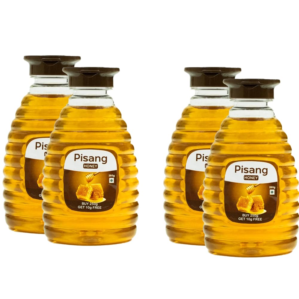 Pisang Honey Squeezy| 100% Pure|No Sugar Adulteration| Rich In Vitamins|Cold And Cough Relief| Immunity Booster| 520G (260GX4 Pack) | BUY 2 GET 2 FREE