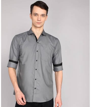 P&V CREATIONS Cotton Blend Regular Fit Solids Rollup Sleeves Men's Casual Shirt - Grey ( Pack of 1 )