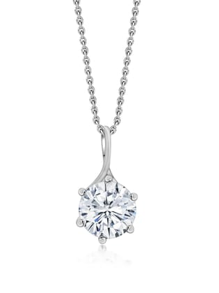Silver Classic 2 Carat American Diamond Solitaire Pendant