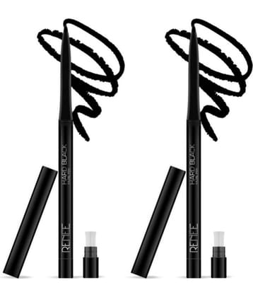 RENEE Hard Black Kajal Pen with Sharpener, 24H Stay, Matte Finish Pack of 2 (Black,0.35g)