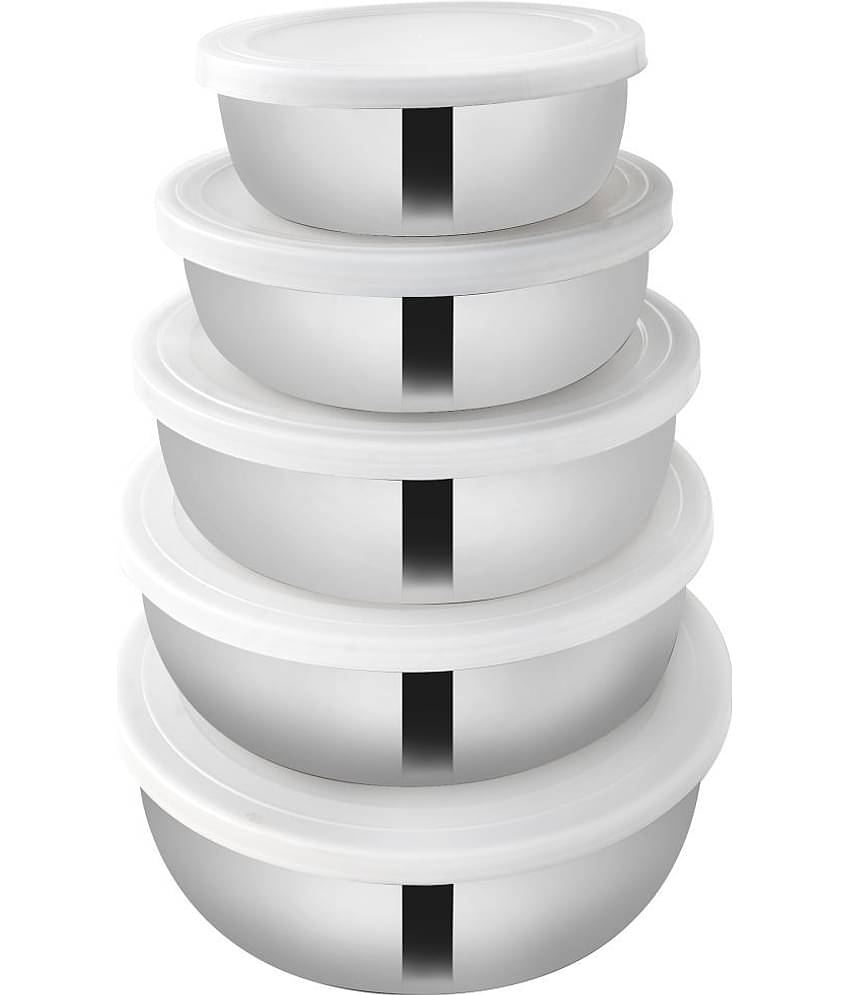 BOWLMAN - Silver Steel Food Container ( Pack of 5 )