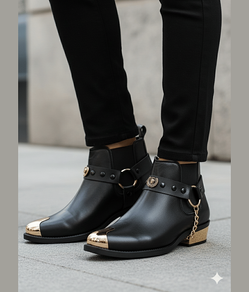 JK Port Black Men's Chelsea Boots