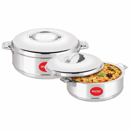Baltra Stainless Steel Casseroles for Roti | Easy to Carry Hot Boxes for Kitchen | Easy to Store | Hot & Cold | Food Grade | Chapati Pot Serve Fresh Roti | Steel - 1 Year Warranty