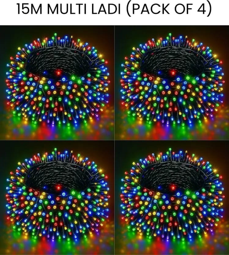 SPARKWORLD 42 LEDs 15 m Multicolor Steady Bulb Rice Lights (Pack of 4)