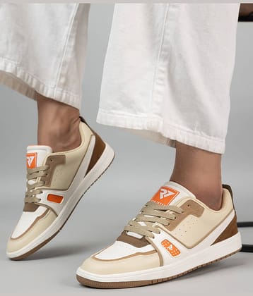 RUN SEVEN ( by GO21 ) Soft Insole, Slip-Resistance|Casual Beige Men's Sneakers