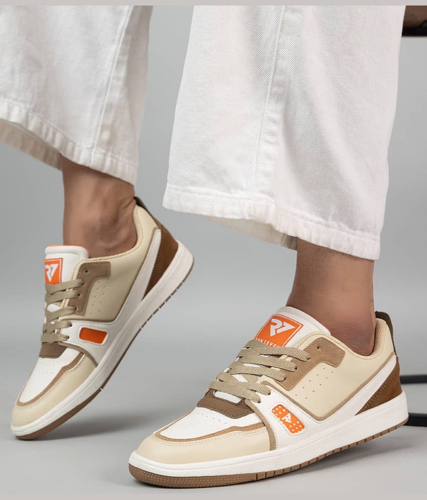 RUN SEVEN ( by GO21 ) Soft Insole, Slip-Resistance|Casual Beige Men's Sneakers