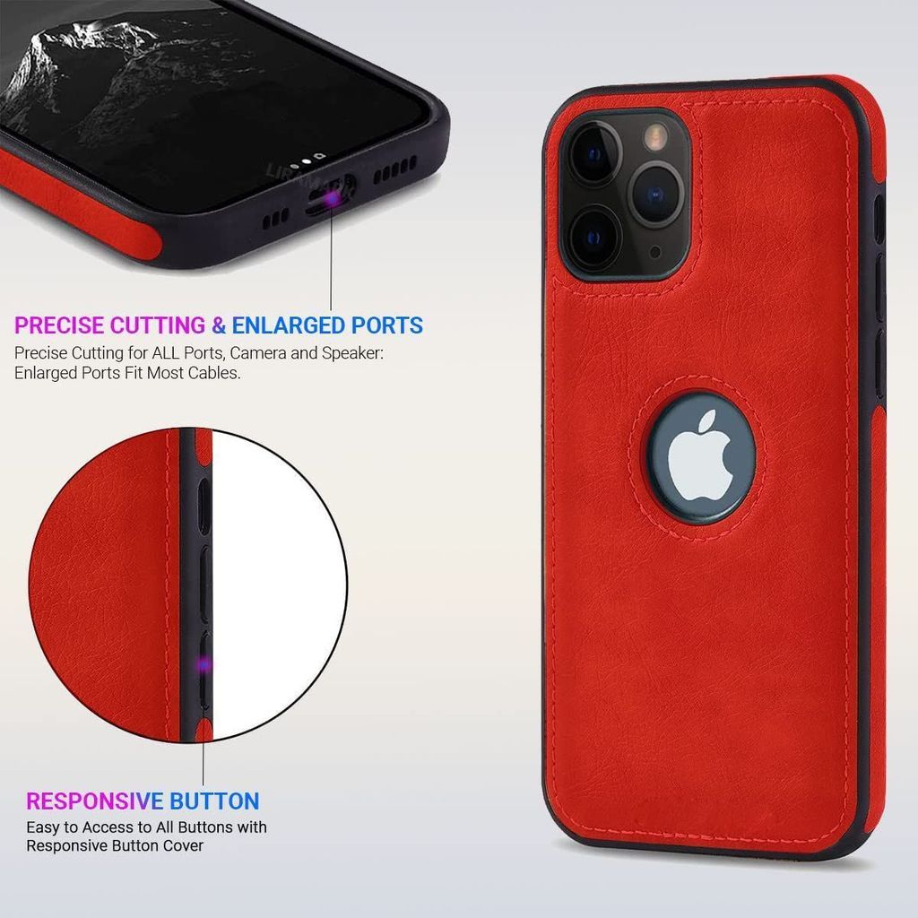 LIRAMARK PU Leather Flexible Back Cover Case Designed for iPhone 11 Pro Max
