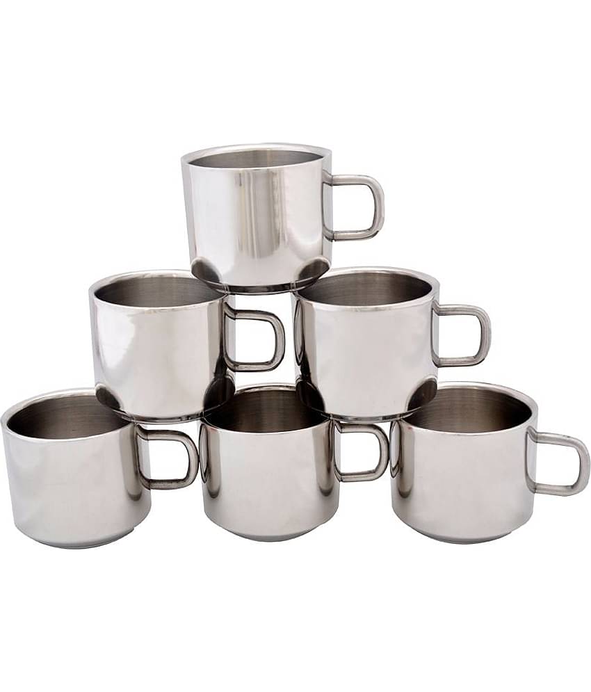 Dynore Steel Double Wall Tea Cup 6 Pcs 120 ml each ml