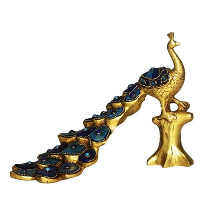 Traditional Brass Peacock Murti – Indian Decorative Showpiece, Height : 7 Inch (BSMAS1515 B)