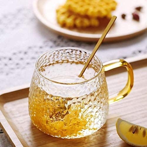 Coffee Mug with Golden Handle 480 ML Borosilicate Glass Cup for Green Tea, Coffee,Milk Lemon Tea