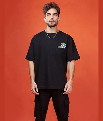 Veirdo Pack of 1 100% Cotton Oversized Fit Men's T-Shirt ( Black )