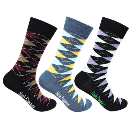 Hush Puppies Men's Multicolored Crew Socks - Pack of 3