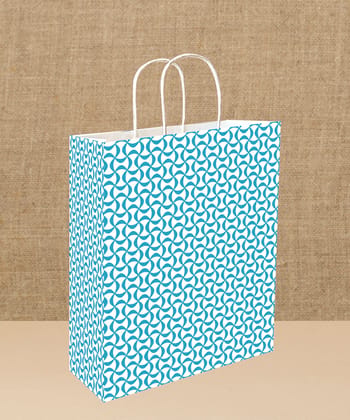 Printed 90 GSM Aqua Blue Paper Gift Bags, Ideal for Return Gifts, Corporate Gifts, & Gifting on Special Occasions (Size: 11.4 x 9.4 x 4.7 inch) -  12