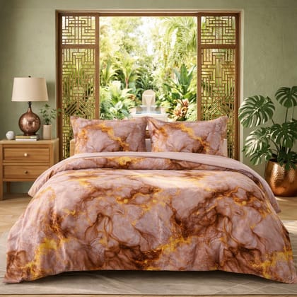 Rose Gold Marble Queen Size Bedsheet with 2 Pillow Covers | Soft Cotton Double Bed Sheet Rose Gold Marble Queen Size Bedsheet with 2 Pillow Covers | Soft Cotton Double Bed Sheet