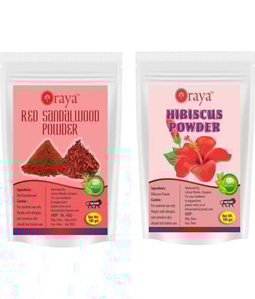 ORAYA 100% Pure Red Sandalwood Powder And Hibiscus Powder Face Pack 200 gm Pack of 2