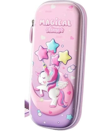 DENFE  3D Unicorn Pencil Case, Cute Large Capacity Pen Box for Girls, 3D EVA Stationery Box Pink Pencil Pouch Organizer with Compartments Cosmetic Zip Pouch Bag School Supplies for Kids Students