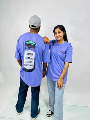 Blue Printed Oversized T-Shirts-S / Cotton