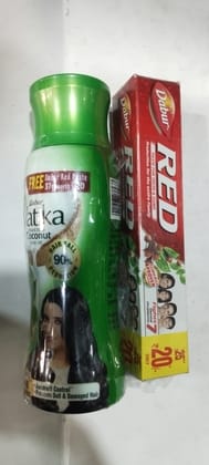 Dabur vatika coconut hair oil + Red tooth paste free worth 20 rupee 