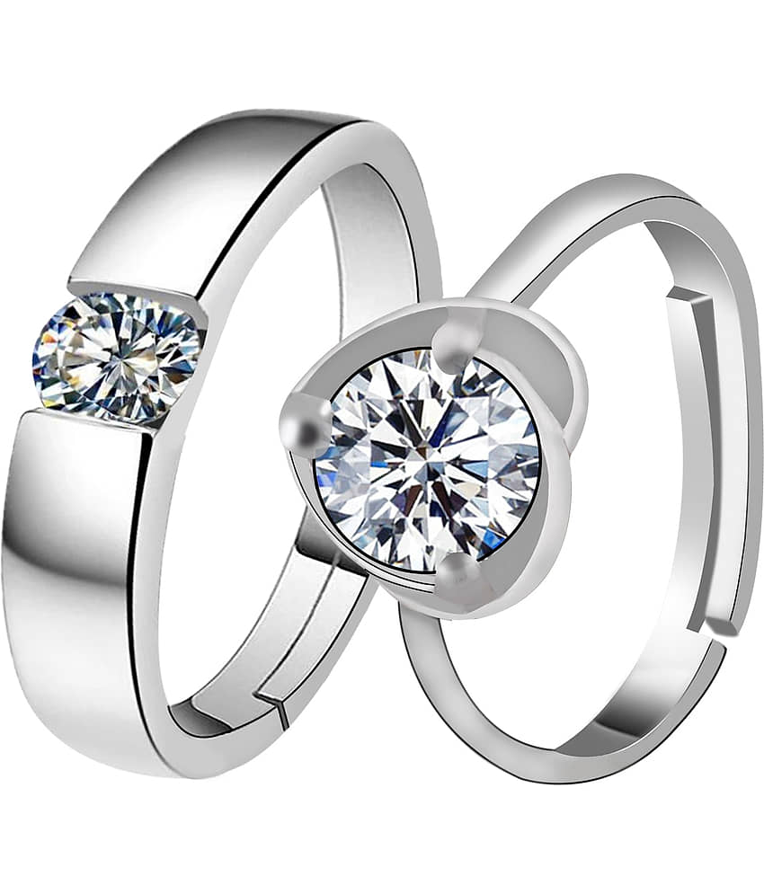 Some One Speical For Couple Ring Valentines  Lover Gift Adjustable  Silver Plated Couple Ring Set  Women And Men