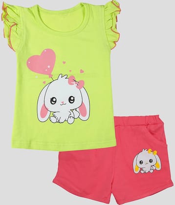 CATCUB Pack of 1 Girls Cotton Top With Shorts ( White )