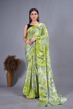 Ailurophile Parrot 1 Minute Ready To Wear Chinon Silk Saree