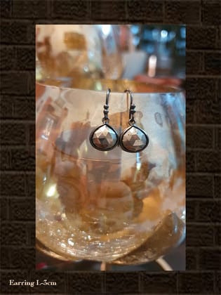 Sterling silver pyrite briolette black finish earring(gm wt-3.630gm)