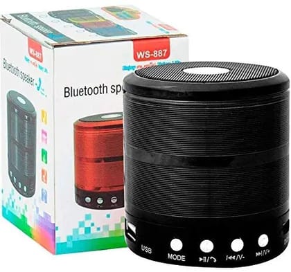 Multi-Function Portable Bluetooth Speaker with FM Radio, AUX, USB, TF Card Slot, and High Bass Sound - Compact and Travel-Friendly Color - Black