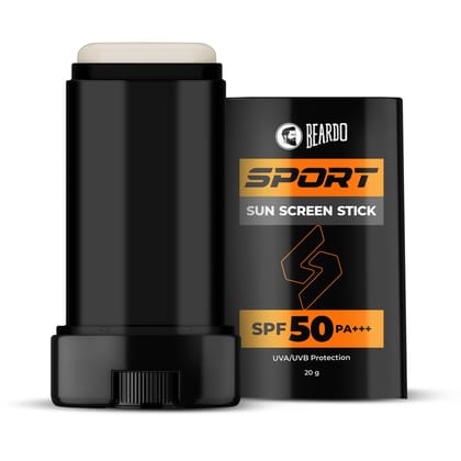 Beardo Sport Sunscreen Stick| Easy Reapplication | SPF 50 Pa+++ Broad Spectrum, UVA/UVB Rays Protection| Hyaluronic Acid & Bamboo Extract For Hydration | No White Cast 20g Beardo Sport Sunscreen Stick| Easy Reapplication | SPF 50 Pa+++ Broad Spectrum, UV